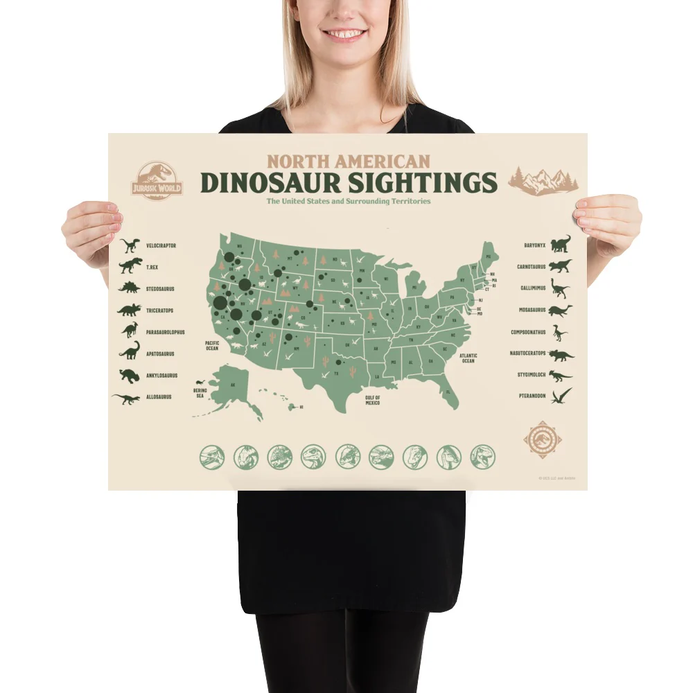 Jurassic Park National Parks Dinosaur Sightings Poster - Image 2